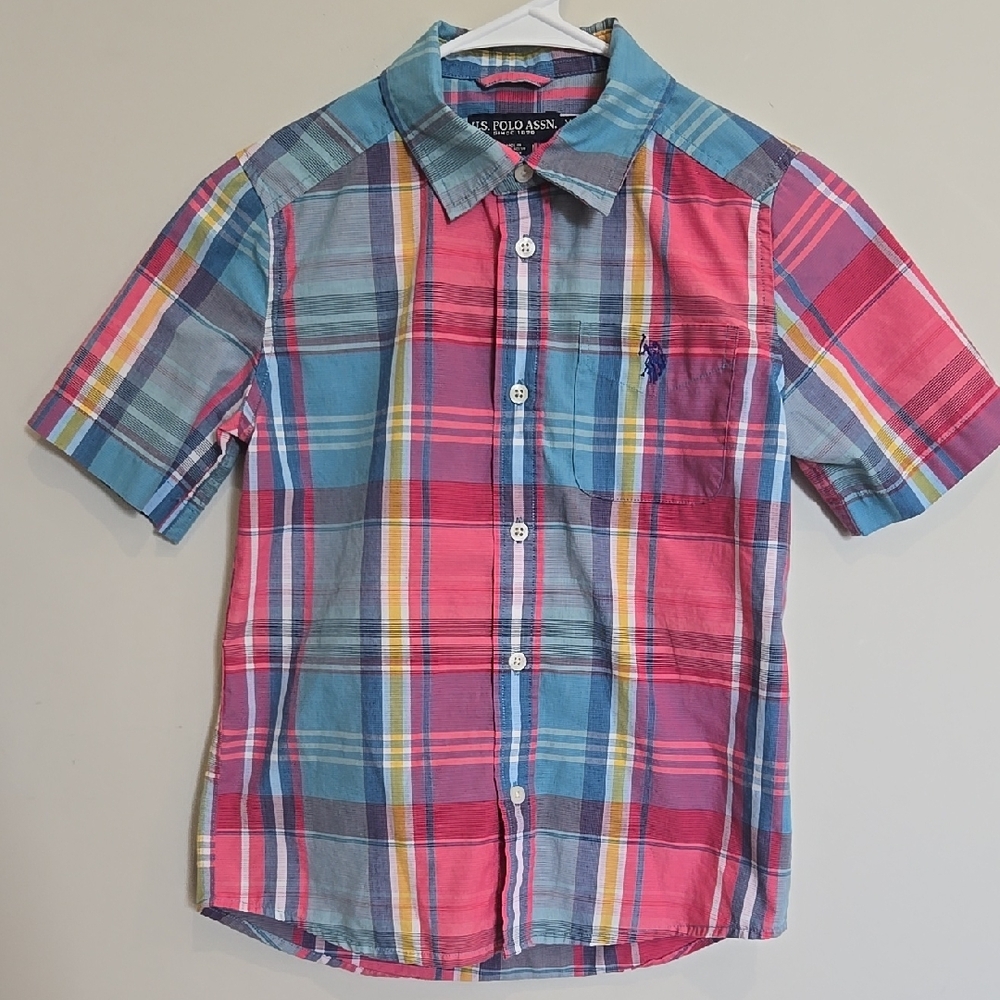 U.S. Polo Assn., Boys Size 8, Used, Woven Short Sleeve Button Down Shirt